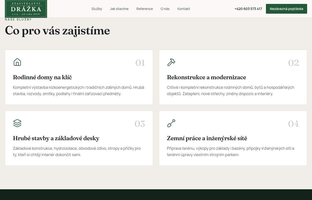 Stavitelství Drážka – web stavební firmy – náhled 2