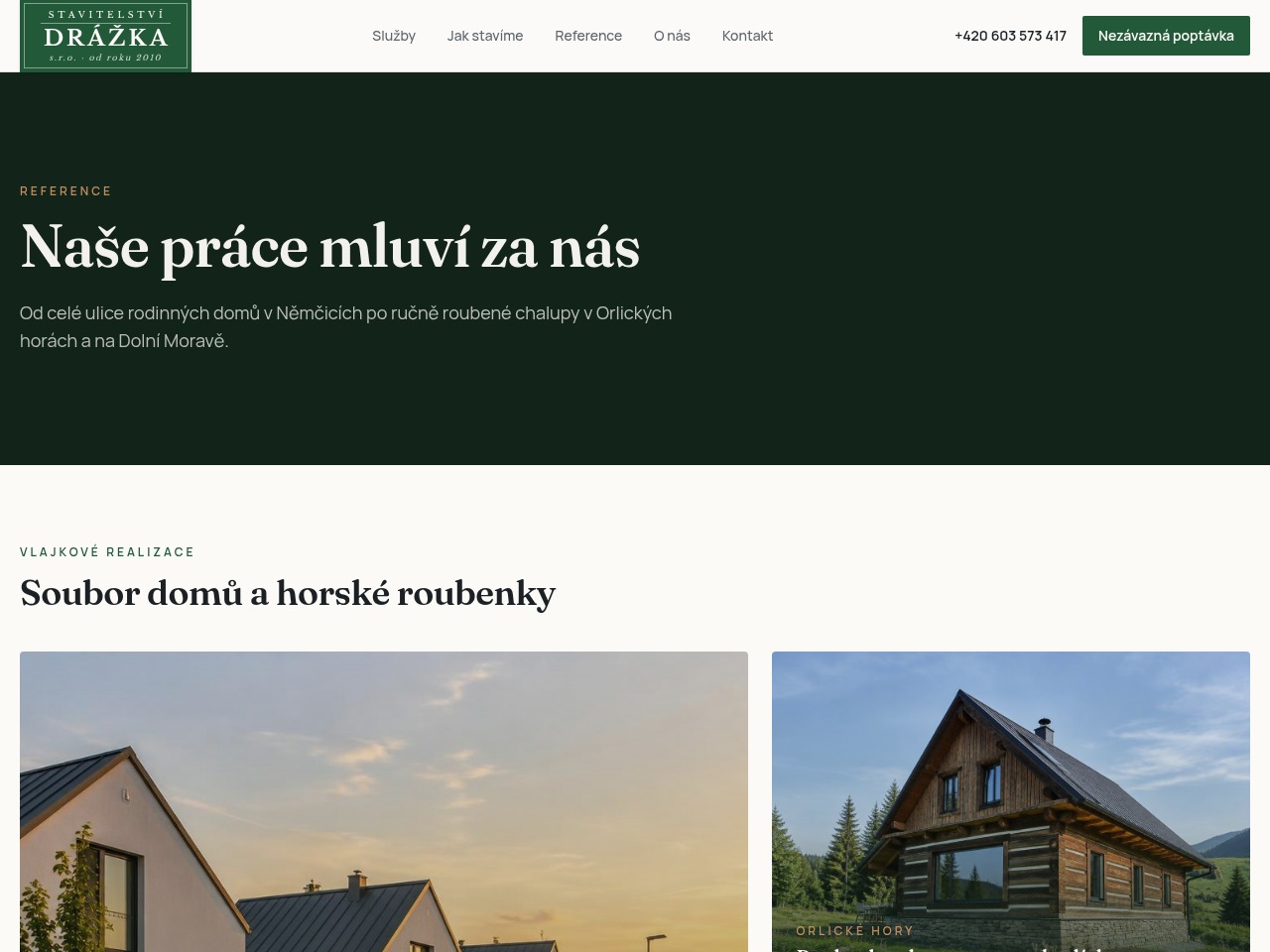Stavitelství Drážka – web stavební firmy – náhled 3