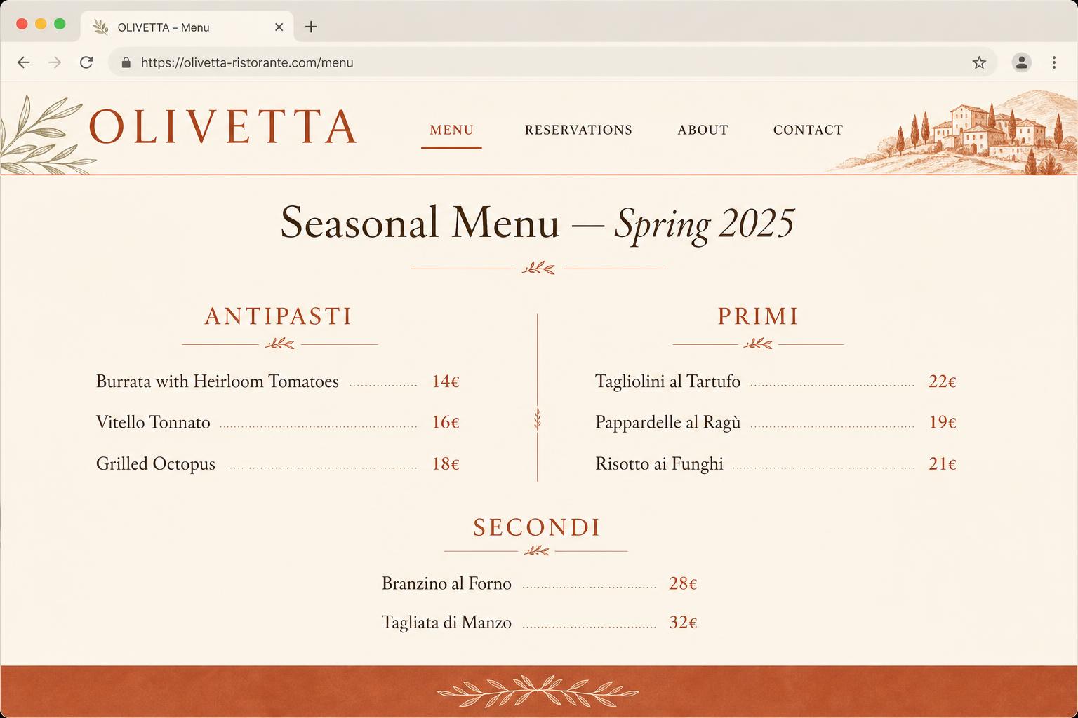 Koncept: Web pro restauraci – náhled 2