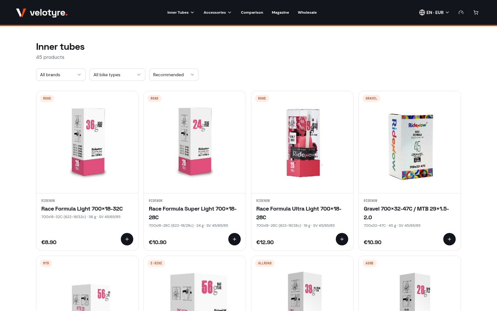 velotyre – e-shop s konfigurátorem duší – náhled 3